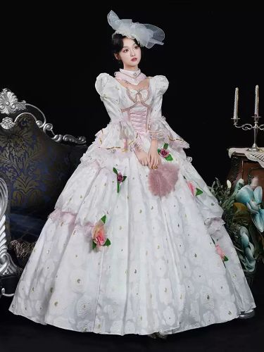 Costumes rétro à volants en polyester à imprimé florals robe de bal masquée rétro Marie Antoinette - milanoo.com - Modalova