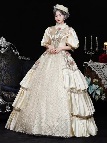 Costumes rétro fleurs polyester imprimé floral robe de costume Marie Antoinette vêtements rétro vintages - milanoo.com - Modalova