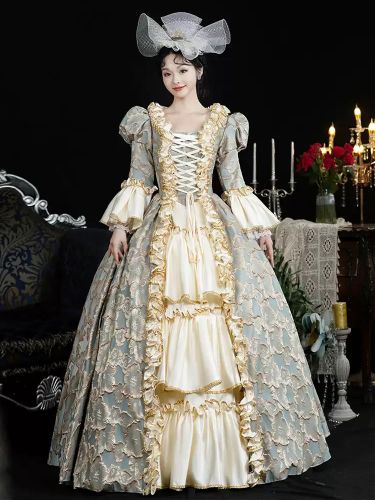 Costumes rétro s volants en dentelle couvre-chef en polyester robe rétro costume Marie-Antoinette vêtements vintage - milanoo.com - Modalova