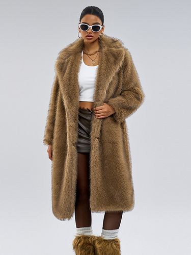 Manteau en fausse fourrure à revers cranté veste longue d'hiver oversize 2026 - milanoo.com - Modalova