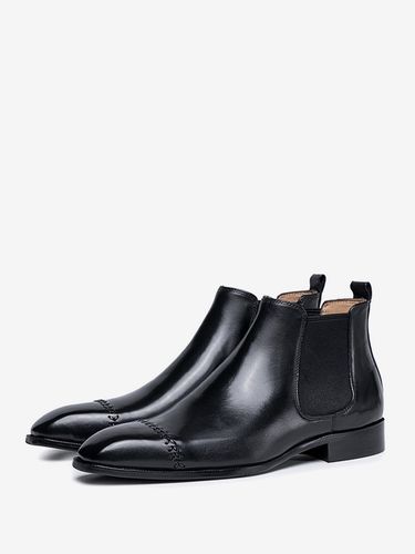 Bottines Chelsea à bout carré en cuir de vache bottines de mariage pour bal de fin d\'année - milanoo.com - Modalova
