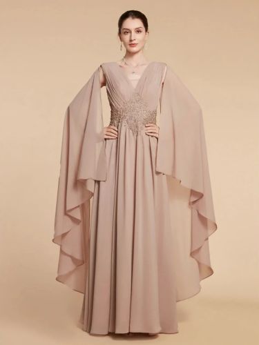 Robe de mariée pour mère de la mariée décolleté sans manches coupe trapèze volants robes d\'invitées pour mariage - milanoo.com - Modalova