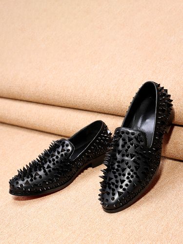 Mocassins à rivetss bout pointu en cuir de vache à enfiler pour bal de promo ou mariage - milanoo.com - Modalova