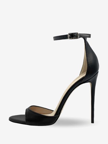 Sandales à talons noirs à bout ouvert et bride à la cheville - milanoo.com - Modalova