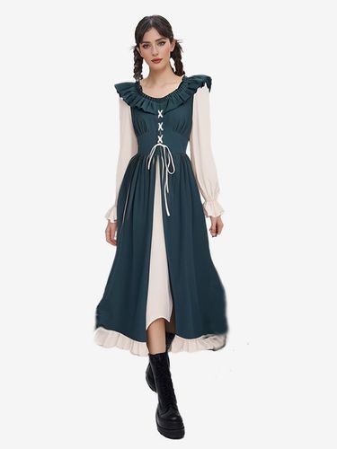 Robe De Costume Plissée Rétro Col En Volant Femme Déguisement Vintage - milanoo.com - Modalova