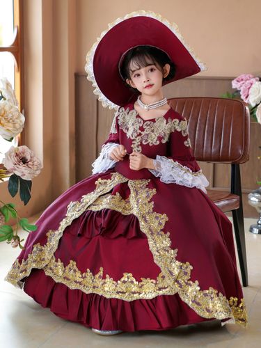 Robe de soirée à volants rétro pour costumes de bal victoriens rococo Bourgogne - milanoo.com - Modalova