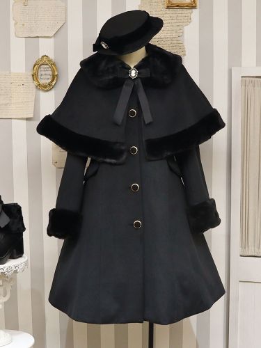 Manteaux Lolita académiques Bordeaux Nœuds de Noël Cape en polyester Manteau Manteau Bloc de couleur Lolita Vêtements d\'extérieur Hiver - milanoo.com - Modalova