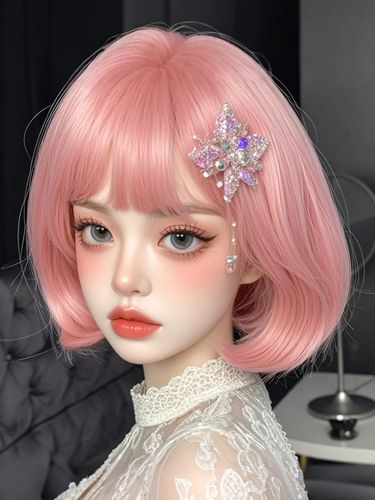 Perruque Lolita de style ROCOCO rose courte en fibre résistante à la chaleur ébouriffée accessoires Lolita - milanoo.com - Modalova