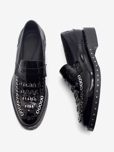 Mocassins à rivetss en cuir de vache avec détails métalliques - milanoo.com - Modalova