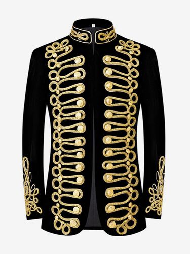 Haut vintage rétro en polyester avec boutons et blocs de couleurs à manches longues costumes rétro pour homme - milanoo.com - Modalova