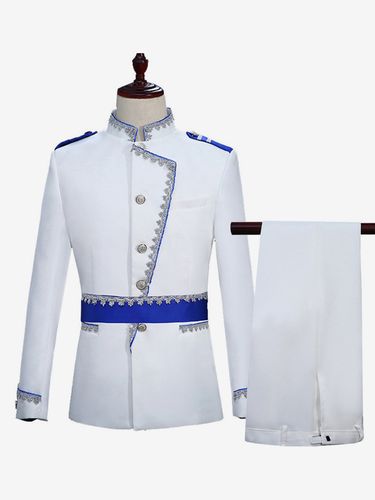 Ensemble vintage rétro en polyester avec boutons et volants blocs de couleurs manches longues costumes rétro pour homme - milanoo.com - Modalova