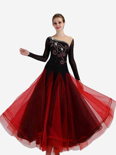 Costume De Danse De Salle De Bain s De À Manches Longues Organza Perles Entraînement De Danse Robes Déguisements Halloween - milanoo.com - Modalova