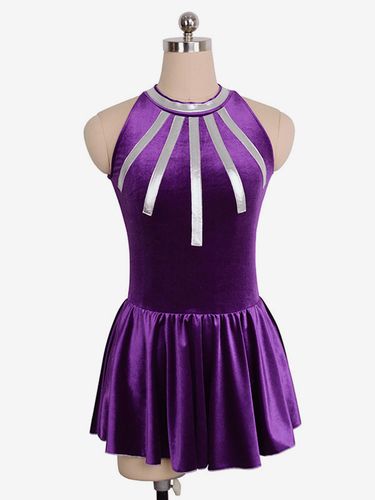 Robe De Patinage Pourpre Velours Coréen Costumes De Danse Bicolore - milanoo.com - Modalova