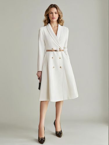 Robes Blazer Col Rabattu Ceinture Manches Longues s Robe Midi - milanoo.com - Modalova
