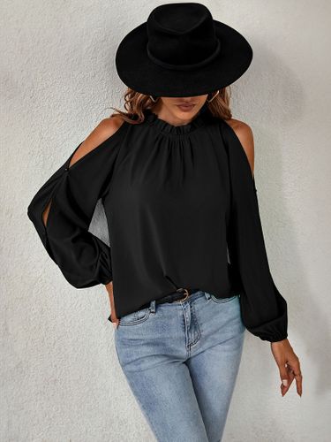 Chemise Rouge Col Rond Décontracté Manches Longues Tops - milanoo.com - Modalova