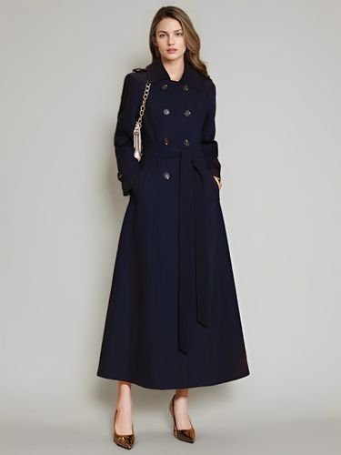 Trench-Coat Veste Longue En Polyester Décontracté Col Rabattu Boutons Manches Longues - milanoo.com - Modalova