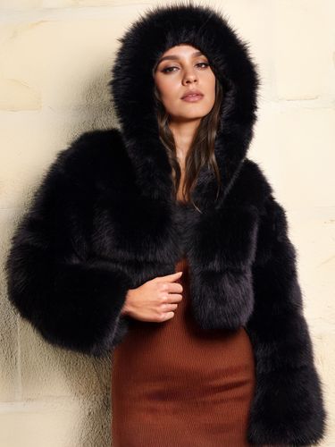 Veste blanche en fausse fourrure avec capuche manteaux courts tendances vêtements d'hiver 2026 - milanoo.com - Modalova