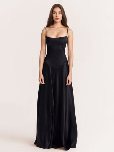 Robes De Soirée Bretelles Noires Lacets Robe Semi-Formelle Dos Nu - milanoo.com - Modalova