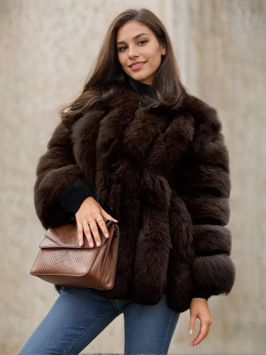 Manteau en fausse fourrure à col ras du cou veste d'hiver écologique en fourrure 2026 - milanoo.com - Modalova