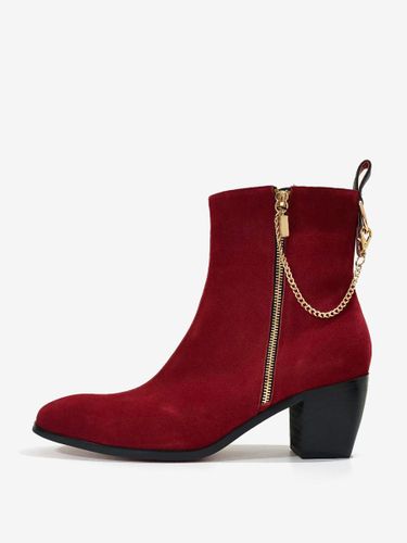Bottines Chelsea s En Micro-Suède Bordeaux Avec Bout Pointu Chaîne - milanoo.com - Modalova
