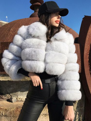 Manteau en fausse fourrure pelucheuse col rabattu veste courte d'hiver 2026 - milanoo.com - Modalova