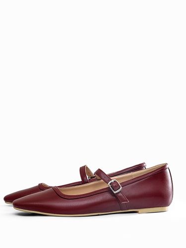 Ballerines Mary Jane bordeaux à bout carré et boucle vintage - milanoo.com - Modalova