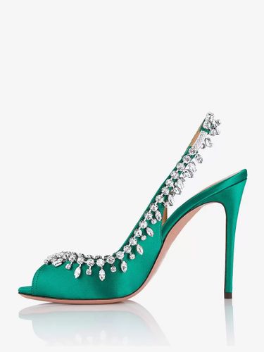 Escarpins à bride arrière en satin à bout ouvert et strass chaussures de fête à talons hauts - milanoo.com - Modalova