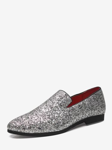 Mocassins à rivetss chaussures à enfiler bout pointu paillettes style smoking costume bal de promo - milanoo.com - Modalova