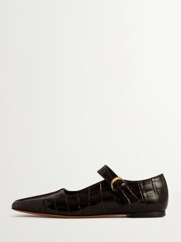 Ballerines noires en cuir de vache à bout carré et motif pierre Mary Jane - milanoo.com - Modalova