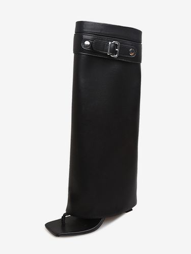 Bottes noires à talons hauts et boucle - milanoo.com - Modalova