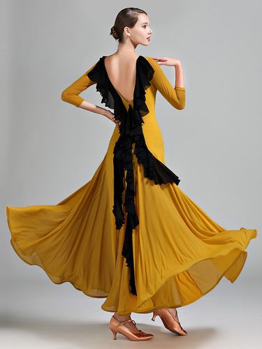 Robe de danses dos nu grande balançoire costumes de danse de salon standard volants dans le dos robe de tango vêtements de danse de valse - milanoo.com - Modalova