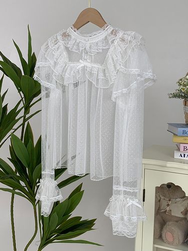 Chemisiers Lolita doux à manches longues et volants haut Lolita à pois - milanoo.com - Modalova