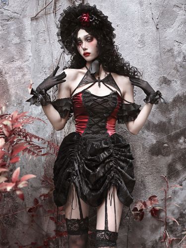 Robe gothique Lolita plissée en dentelle et blocs de couleurs - milanoo.com - Modalova