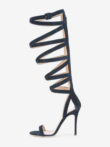 Sandales gladiateur en daim à bout ouvert et brides à talons hauts pour femmes - milanoo.com - Modalova