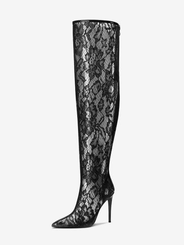 Bottes sexy en dentelle à bout pointu et talons hauts - milanoo.com - Modalova