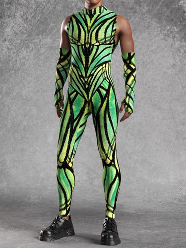 Combinaisons zentai motifs Halloween Combinaison sexy à imprimé vert pour homme tenue de scène pour danseur et chanteur - milanoo.com - Modalova