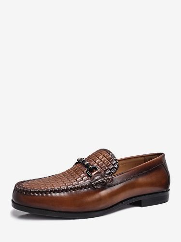 Mocassins à enfiler chaussures à talons bas en cuir de crocodile - milanoo.com - Modalova