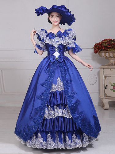 Robe de soirée vintage en satin col bateau manches bouffantes style spectacle dramatique - milanoo.com - Modalova