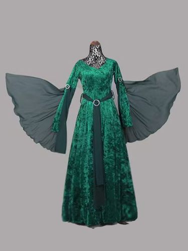 Robe médiévale Renaissance robe longue à lacets réglables style rétro irlandais costume d'Halloween - milanoo.com - Modalova