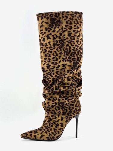 Bottes hautes en daims bout pointu bottes à talons hauts souples - milanoo.com - Modalova