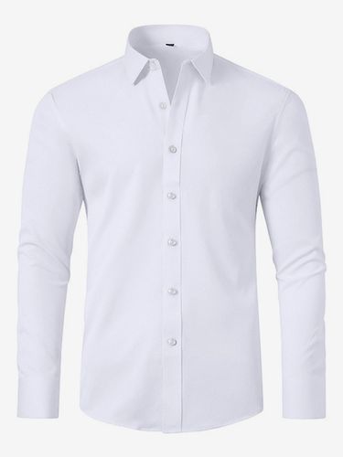 Chemise à manches longues boutonnée élastique couleur unie - milanoo.com - Modalova