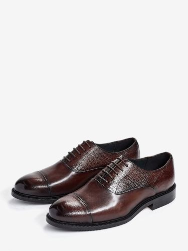 Chaussures Oxford à bout rond en cuir véritable à bout droit et formelles - milanoo.com - Modalova