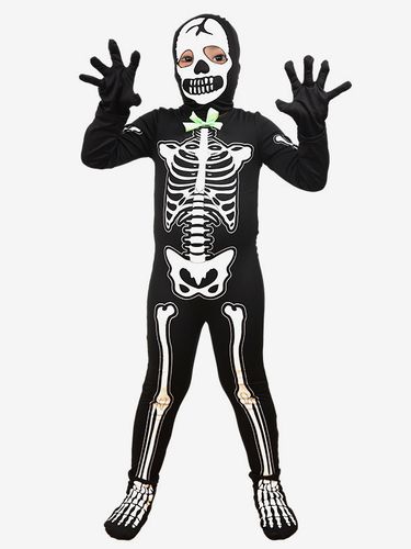 Déguisement de squelette lumineux d'Halloween pour enfants combinaison réactive à la lumière avec imprimés 3D - milanoo.com - Modalova