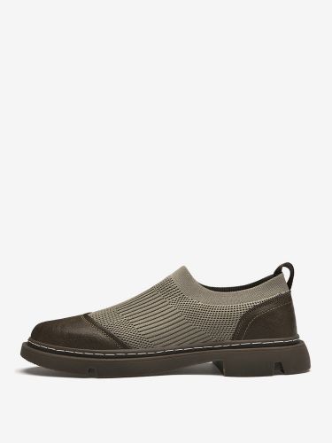 Chaussures décontractéess en cuir de vachette olive à bout rond Chaussures chics - milanoo.com - Modalova