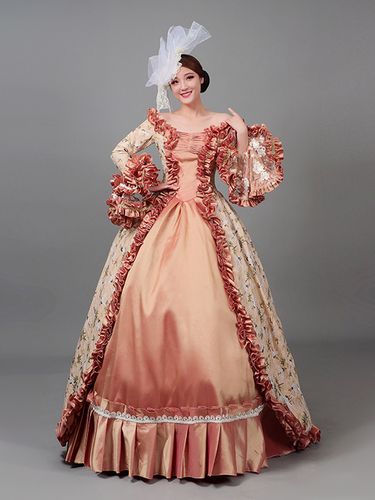 Robe victorienne plissée Marie Antoinette Robe à imprimé floral Costumes vintages - milanoo.com - Modalova