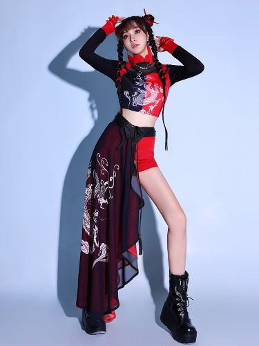 Costumes de danse Ensemble de vêtements de danse imprimé dragon de jazz pour femmes - milanoo.com - Modalova