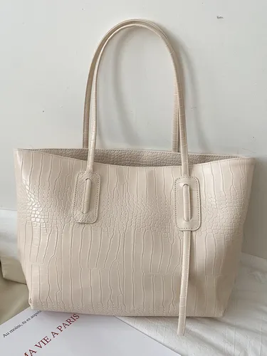 Sac fourre-tout à motif crocodile en similicuir grande capacité 2026 - milanoo.com - Modalova