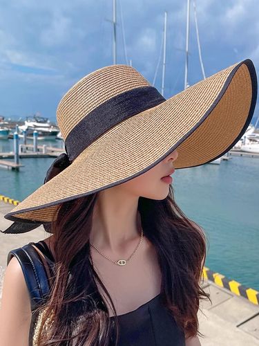 Chapeau de paille d\'été à bord surdimensionné pliable pour la plage et la protection solaires (2026) - milanoo.com - Modalova