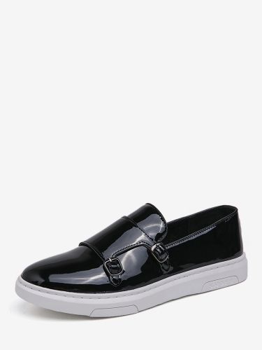 Mocassins à double brides chaussures décontractées et confortables en cuir verni chaussures de marche plates et confortables mocassins Penny basket - milanoo.com - Modalova