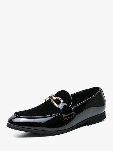 Mocassins à morss en daim cuir à enfiler avec boucle à chaîne bout pointu talons bas chaussures de bal - milanoo.com - Modalova